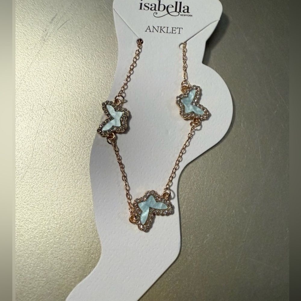 Isabella New York Butterfly Anklet with Blue Accents